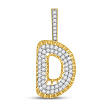 Load image into Gallery viewer, 10kt Yellow Gold Men&#39;s Round Diamond &quot;D&quot; Charm Pendant - 1 Cttw | Splendid Jewellery  Top View from Splendid Jewellery