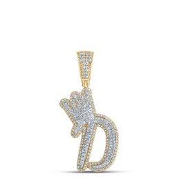 10kt Yellow Gold Men's Diamond D Crown Letter Charm Pendant Top view from the 10Kt Yellow Gold Mens Round Diamond D Crown Letter Charm Pendant 1 1 5 Cttwpin218922 collection by Splendid Jewellery