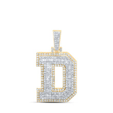 Load image into Gallery viewer, 10kt Yellow Gold Men&#39;s Round Diamond D Initial Letter Charm Pendant 1-1/3 Cttw Top view from the 10Kt Yellow Gold Mens Round Diamond D Initial Letter Charm Pendant 1 1 3 Cttwpin232896 collection by Splendid Jewellery