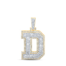 Load image into Gallery viewer, 10kt Yellow Gold Men&#39;s Diamond D Initial Letter Charm Pendant - 1 Cttw - Splendid Jewellery Top view from the 10Kt Yellow Gold Mens Round Diamond D Initial Letter Charm Pendant 1 Cttwpin232814 collection by Splendid Jewellery