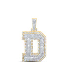 10kt Yellow Gold Men's Diamond D Initial Letter Charm Pendant - 1 Cttw - Splendid Jewellery Top view from the 10Kt Yellow Gold Mens Round Diamond D Initial Letter Charm Pendant 1 Cttwpin232814 collection by Splendid Jewellery