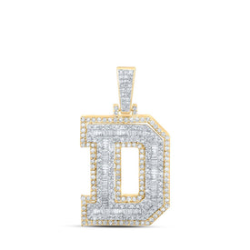 10kt Yellow Gold Men's Diamond D Initial Letter Charm Pendant - 1 Cttw - Splendid Jewellery Top view from the 10Kt Yellow Gold Mens Round Diamond D Initial Letter Charm Pendant 1 Cttwpin232814 collection by Splendid Jewellery