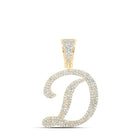 10kt Yellow Gold Men's Diamond D Initial Letter Charm Pendant - 1 Cttw | Splendid Jewellery Top view from the 10Kt Yellow Gold Mens Round Diamond D Initial Letter Charm Pendant 1 Cttwpin216415 collection by Splendid Jewellery