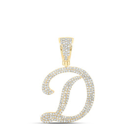 10kt Yellow Gold Men's Diamond D Initial Letter Charm Pendant - 1 Cttw | Splendid Jewellery Top view from the 10Kt Yellow Gold Mens Round Diamond D Initial Letter Charm Pendant 1 Cttwpin216415 collection by Splendid Jewellery