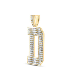 10kt Yellow Gold Men's Round Diamond D Initial Letter Charm Pendant - 2-3/8 Cttw Side view from the 10Kt Yellow Gold Mens Round Diamond D Initial Letter Charm Pendant 2 3 8 Cttwpin212330 collection by Splendid Jewellery
