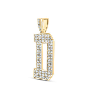 Men's Diamond Charm Pendant | 10kt Yellow Gold Mens Round Diamond D Initial Letter Charm Pendant 2-3/8 Cttw | Splendid Jewellery GND