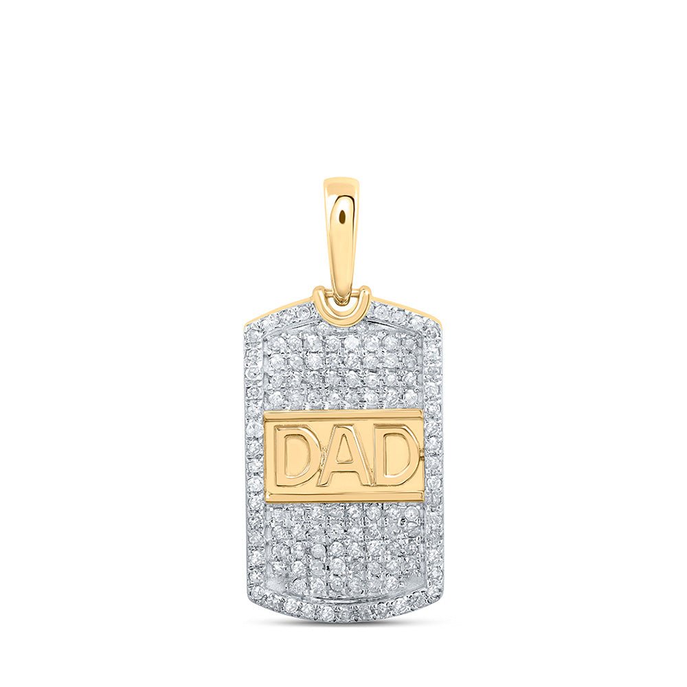 Men's Diamond Charm Pendant | 10kt Yellow Gold Mens Round Diamond Dad Charm Pendant 1/3 Cttw | Splendid Jewellery GND
