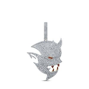 Men's Diamond Charm Pendant | 10kt Yellow Gold Mens Round Diamond Devil Face Charm Pendant 3-1/4 Cttw | Splendid Jewellery GND