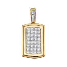 Load image into Gallery viewer, 10kt Yellow Gold Men&#39;s Round Diamond Dog Tag Cluster Charm Pendant 1/2 Cttw | Splendid Jewellery: The Dazzling Diamond Delight Pendant Top view from the 10Kt Yellow Gold Mens Round Diamond Dog Tag Cluster Charm Pendant 1 2 Cttwpin224157 collection by Splendid Jewellery