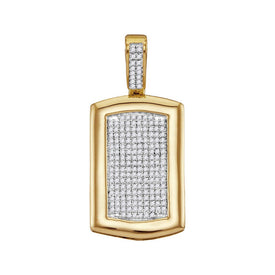 10kt Yellow Gold Men's Round Diamond Dog Tag Cluster Charm Pendant 1/2 Cttw | Splendid Jewellery: The Dazzling Diamond Delight Pendant Top view from the 10Kt Yellow Gold Mens Round Diamond Dog Tag Cluster Charm Pendant 1 2 Cttwpin224157 collection by Splendid Jewellery