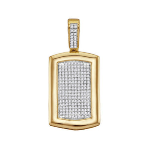 Men's Diamond Charm Pendant | 10kt Yellow Gold Mens Round Diamond Dog Tag Cluster Charm Pendant 1/2 Cttw | Splendid Jewellery GND