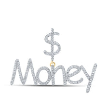 Load image into Gallery viewer, 10kt Yellow Gold Men&#39;s Round Diamond Dollar Money Charm Pendant 1/2 Cttw | Splendid Jewellery product  Top View from Splendid Jewellery