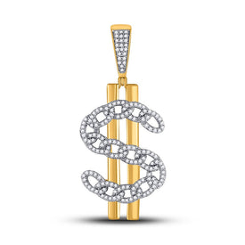 10kt Yellow Gold Men's Round Diamond Dollar Sign Charm Pendant 1/2 Cttw - Luxurious Splendor product  Top View from Splendid Jewellery