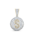 10kt Yellow Gold Men's Round Diamond Dollar Sign Circle Charm Pendant 1-1/2 Cttw | Splendid Jewellery product  Top View from Splendid Jewellery