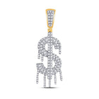 10kt Yellow Gold Men's Round Diamond Dollar Sign Dripping Charm Pendant - Captivating Elegance product  Top View from Splendid Jewellery