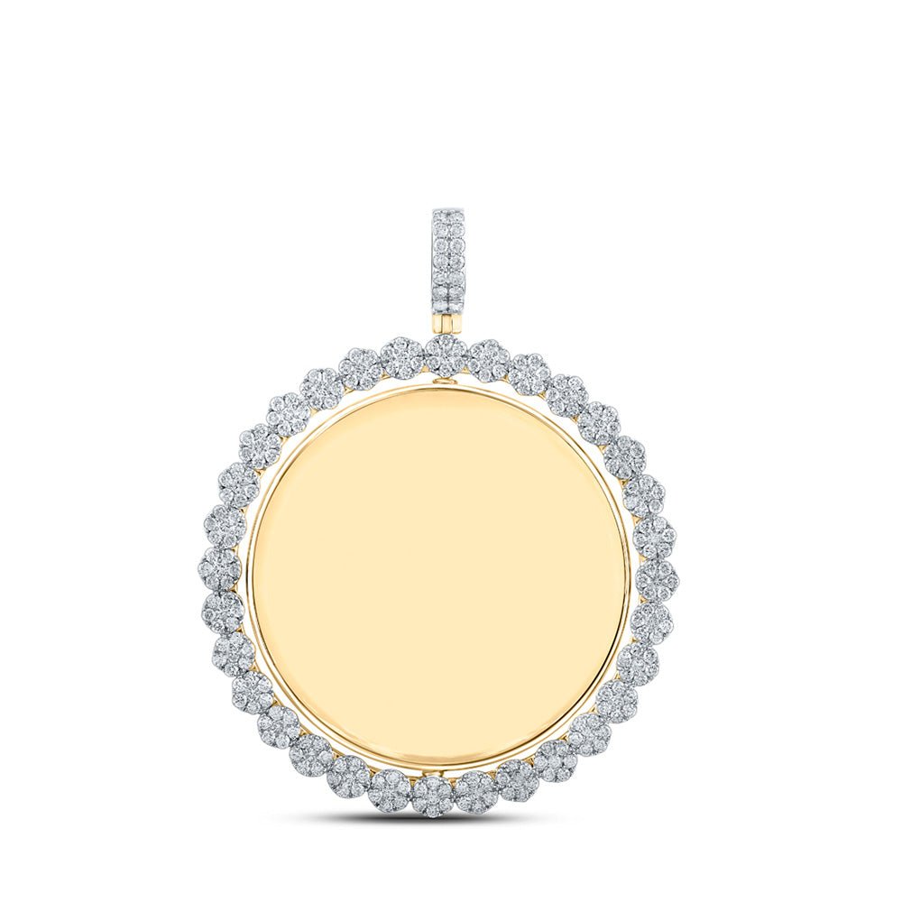 Men's Diamond Charm Pendant | 10kt Yellow Gold Mens Round Diamond Double Side Memory Circle Charm Pendant 4-5/8 Cttw | Splendid Jewellery GND