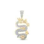 10kt Yellow Gold Men's Round Diamond Dragon Charm Pendant 5/8 Cttw - Exquisite Jewelry product  Top View from Splendid Jewellery