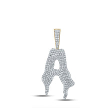 Load image into Gallery viewer, 10kt Yellow Gold Men's Round Diamond Drip A Letter Charm Pendant - Exquisite Brilliance product  Top View from Splendid Jewellery