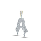 10kt Yellow Gold Men's Round Diamond Drip A Letter Charm Pendant - Exquisite Brilliance product  Top View from Splendid Jewellery