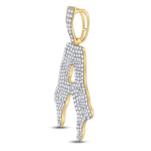 Load image into Gallery viewer, 10kt Yellow Gold Men's Round Diamond Drip A Letter Charm Pendant - Exquisite Brilliance product Side View from Splendid Jewellery