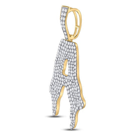 10kt Yellow Gold Men's Round Diamond Drip A Letter Charm Pendant - Exquisite Brilliance product Side View from Splendid Jewellery
