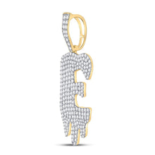 Load image into Gallery viewer, 10kt Yellow Gold Men's Round Diamond Drip E Letter Charm Pendant - 2 Cttw | Splendid Jewellery product Side View from Splendid Jewellery