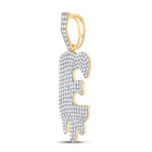 10kt Yellow Gold Men's Round Diamond Drip E Letter Charm Pendant - 2 Cttw | Splendid Jewellery product Side View from Splendid Jewellery