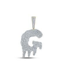Load image into Gallery viewer, 10kt Yellow Gold Men's Round Diamond Drip G Letter Charm Pendant - 2-3/4 Cttw product  Top View from Splendid Jewellery