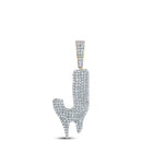 10kt Yellow Gold Men's Round Diamond Drip J Letter Charm Pendant - 2 Cttw product  Top View from Splendid Jewellery