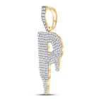 10kt Yellow Gold Men's Round Diamond Drip P Letter Charm Pendant - A Captivating Statement Piece product Side View from Splendid Jewellery