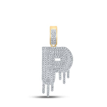 Load image into Gallery viewer, 10kt Yellow Gold Men&#39;s Round Diamond Drip P Letter Charm Pendant - 5/8 Cttw | Splendid Jewellery product  Top View from Splendid Jewellery