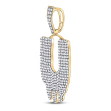 Load image into Gallery viewer, 10kt Yellow Gold Men's Round Diamond Drip U Letter Charm Pendant - 3 Cttw | Splendid Jewellery product Side View from Splendid Jewellery
