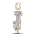 10kt Yellow Gold Men's Round Diamond Dripping J Letter Charm Pendant - 5/8 Cttw product Side View from Splendid Jewellery