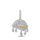 10kt Yellow Gold Men's Dripping Lips Diamond Charm Pendant - 3-1/5 Cttw product  Top View from Splendid Jewellery
