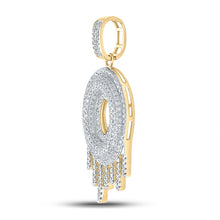 Load image into Gallery viewer, 10kt Yellow Gold Men&#39;s Round Diamond Dripping O Letter Charm Pendant - 3/4 Cttw | Splendid Jewellery product Side View from Splendid Jewellery