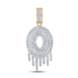 10kt Yellow Gold Men's Round Diamond Dripping O Letter Charm Pendant - 3/4 Cttw | Splendid Jewellery product  Top View from Splendid Jewellery