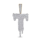 10kt Yellow Gold Men's Diamond Dripping T Letter Charm Pendant - 2 Cttw product  Top View from Splendid Jewellery