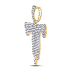 10kt Yellow Gold Men's Diamond Dripping T Letter Charm Pendant - 2 Cttw product Side View from Splendid Jewellery