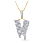 10kt Yellow Gold Men's Round Diamond Dripping V Letter Charm Pendant - 2-7/8 Cttw | Splendid Jewellery product  Top View from Splendid Jewellery