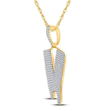 Load image into Gallery viewer, 10kt Yellow Gold Men's Round Diamond Dripping V Letter Charm Pendant - 2-7/8 Cttw | Splendid Jewellery product Side View from Splendid Jewellery