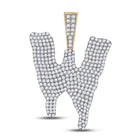 10kt Yellow Gold Men's Round Diamond Dripping W Letter Charm Pendant - 3 Cttw | Splendid Jewellery product  Top View from Splendid Jewellery