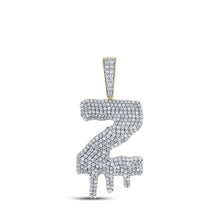 Load image into Gallery viewer, 10kt Yellow Gold Men's Round Diamond Dripping Z Letter Charm Pendant - A Captivating Statement Piece by Splendid Jewellery product  Top View from Splendid Jewellery