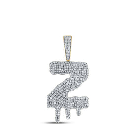 10kt Yellow Gold Men's Round Diamond Dripping Z Letter Charm Pendant - A Captivating Statement Piece by Splendid Jewellery product  Top View from Splendid Jewellery