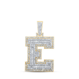 10kt Yellow Gold Men's Diamond Initial Letter Charm Pendant - 1 Cttw product  Top View from Splendid Jewellery