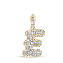 Load image into Gallery viewer, 10kt Yellow Gold Men&#39;s Diamond E Initial Letter Charm Pendant - 1/5 Cttw product  Top View from Splendid Jewellery