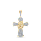 10kt Yellow Gold Men's Round Diamond Eagle Cross Charm Pendant 1 Cttw - A Majestic Symbol of Faith and Style product  Top View from Splendid Jewellery