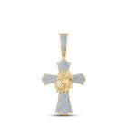 10kt Yellow Gold Men's Round Diamond Eagle Cross Charm Pendant - 1/2 Cttw | Splendid Jewellery product  Top View from Splendid Jewellery