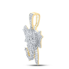 Load image into Gallery viewer, 10kt Yellow Gold Men's Round Diamond Elephant Charm Pendant - 1-3/4 Cttw product Side View from Splendid Jewellery