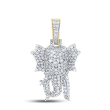Load image into Gallery viewer, 10kt Yellow Gold Men's Round Diamond Elephant Charm Pendant - 1-3/4 Cttw product  Top View from Splendid Jewellery