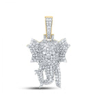10kt Yellow Gold Men's Round Diamond Elephant Charm Pendant - 1-3/4 Cttw product  Top View from Splendid Jewellery